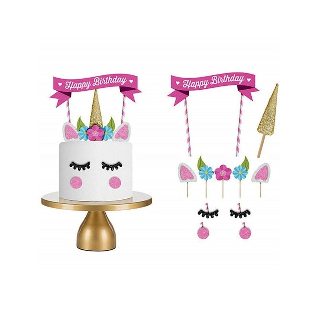 10 Topper Toppers Unicorn Cake Party Decoraciones de cumpleaños Brillo niños