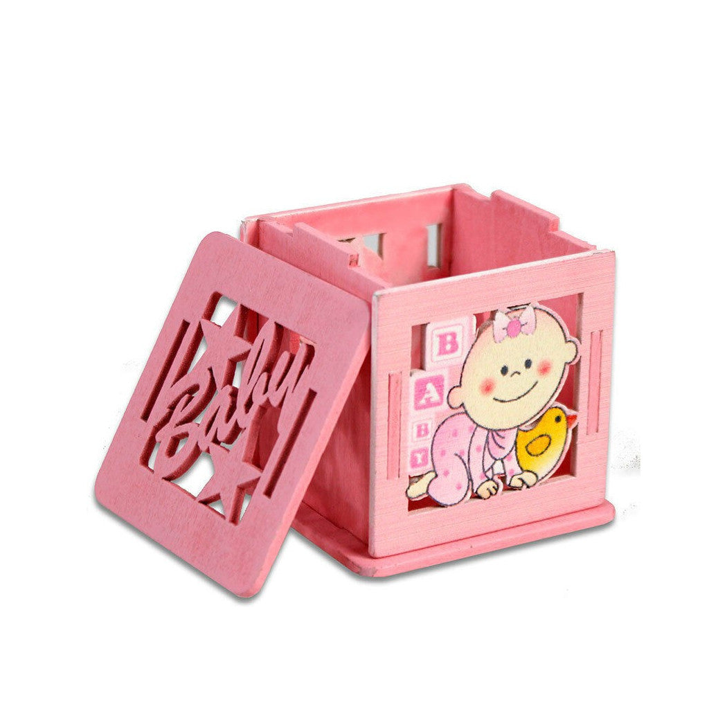 12 Caja puerta de madera Confeti Favoritos de boda Bautismo Bautismo Rosa Mujer