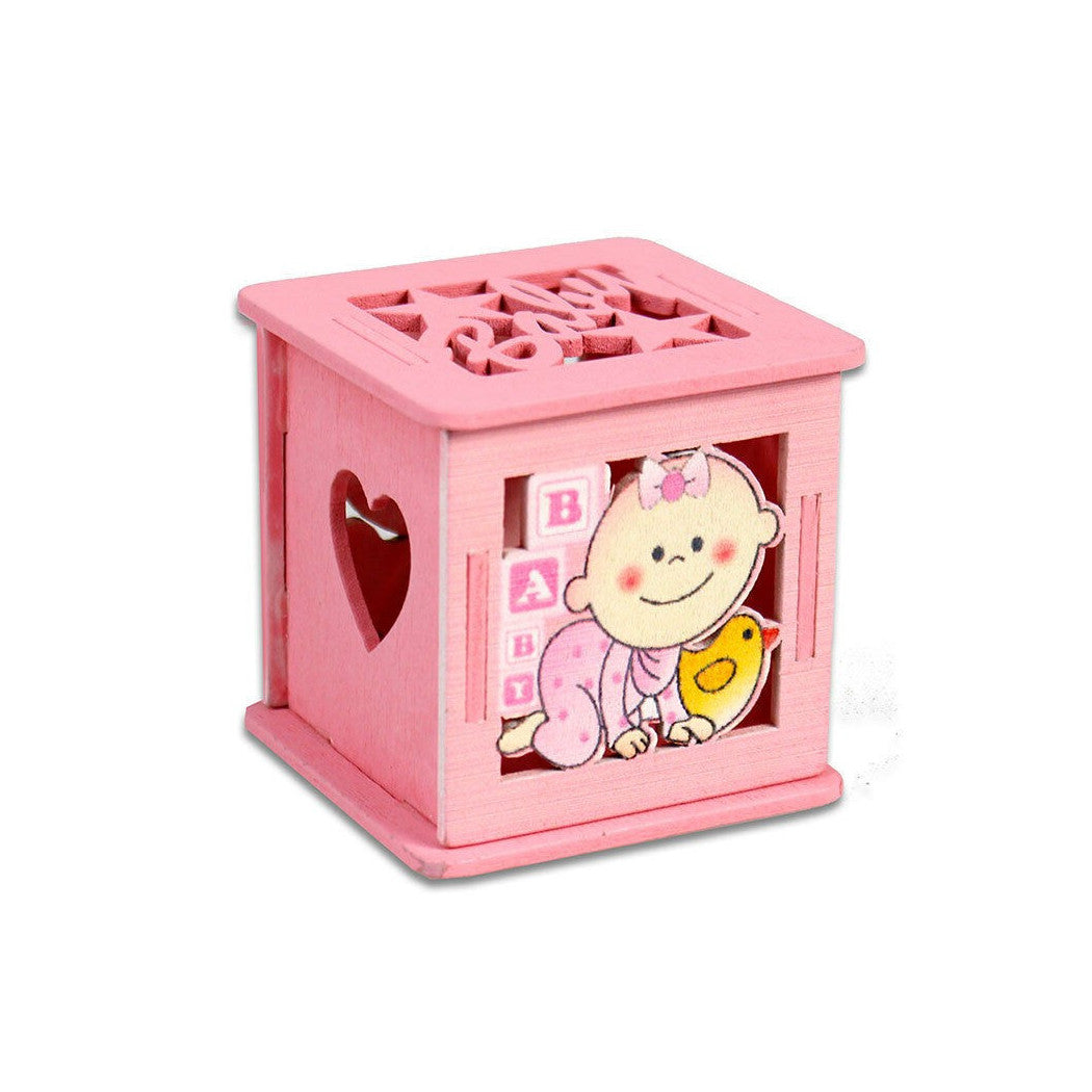 12 Caja puerta de madera Confeti Favoritos de boda Bautismo Bautismo Rosa Mujer