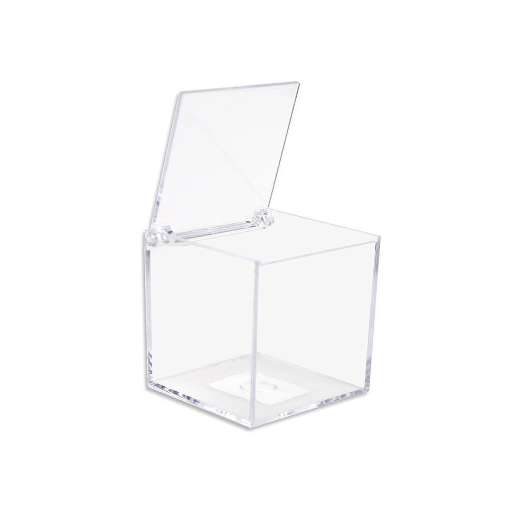 12 cajas Cajas de cubo Plexiglás 5x5 Puerta transparente Confetti Favores de boda