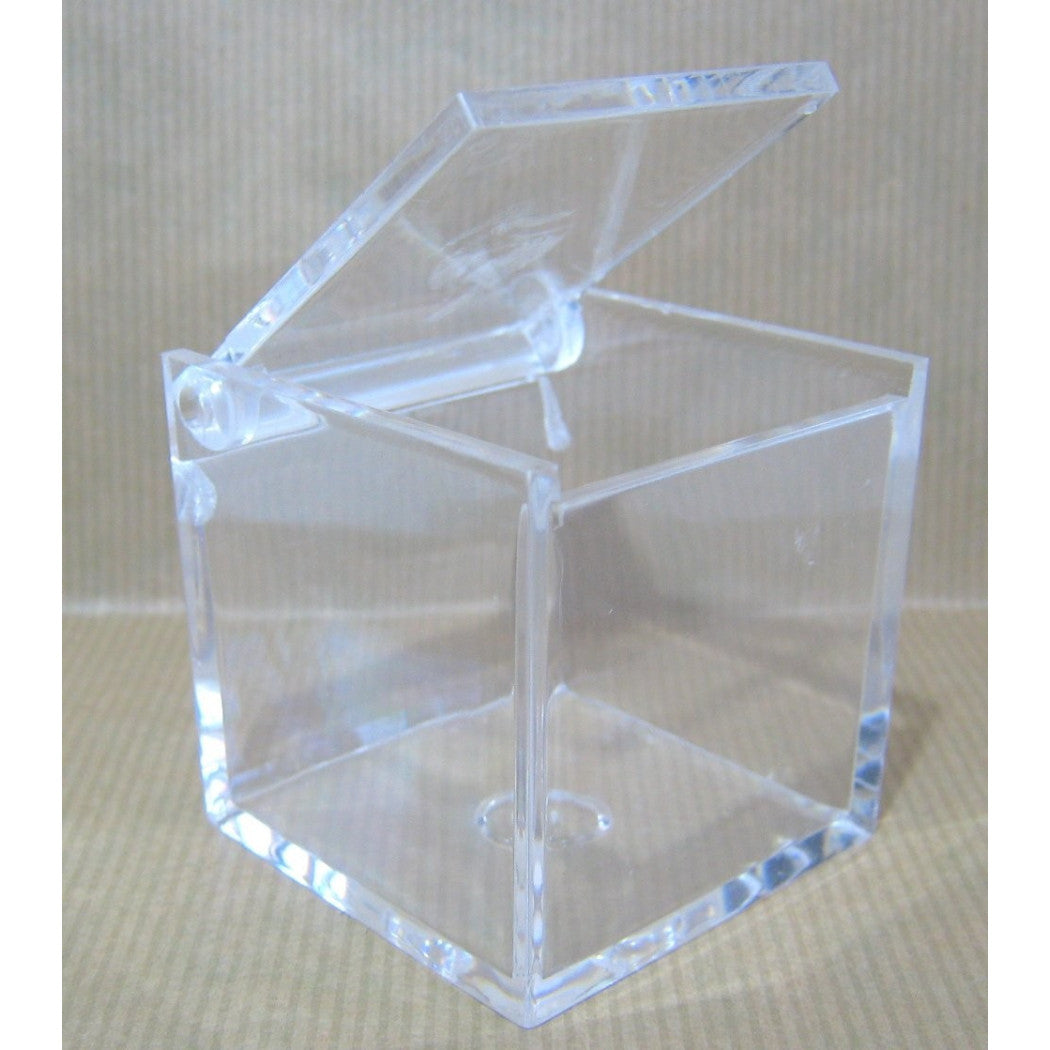 12 cajas Cajas de cubo Plexiglás 5x5 Puerta transparente Confetti Favores de boda