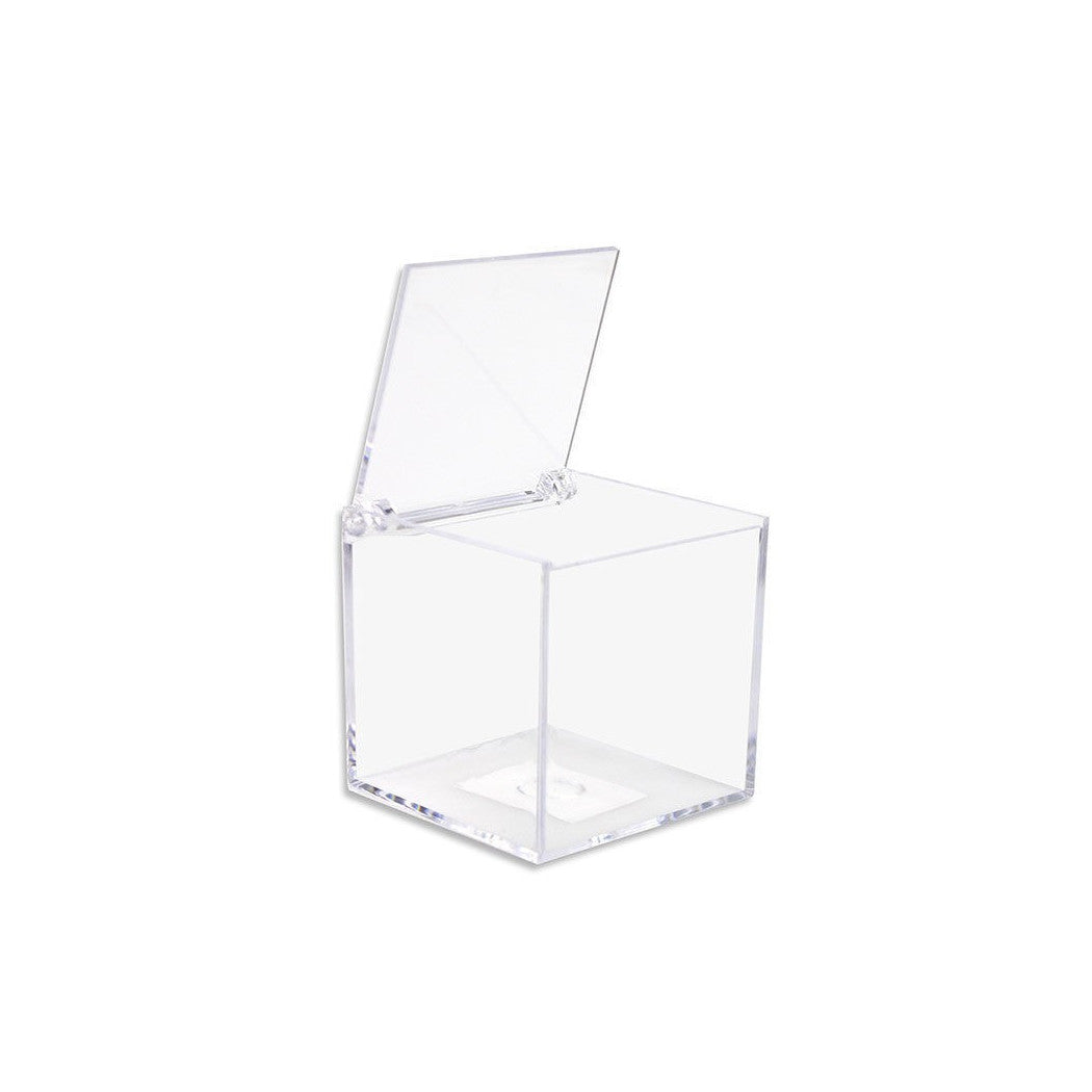 12 cajas Cajas de cubo Plexiglás 5x5 Puerta transparente Confetti Favores de boda