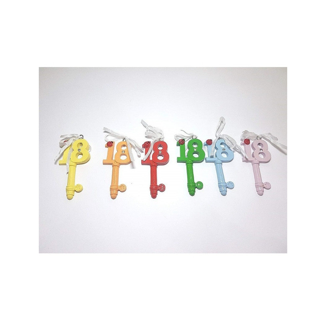 12 Favores Número de llave 18 años Coloreado Brillantino Ladybug 6.5cm