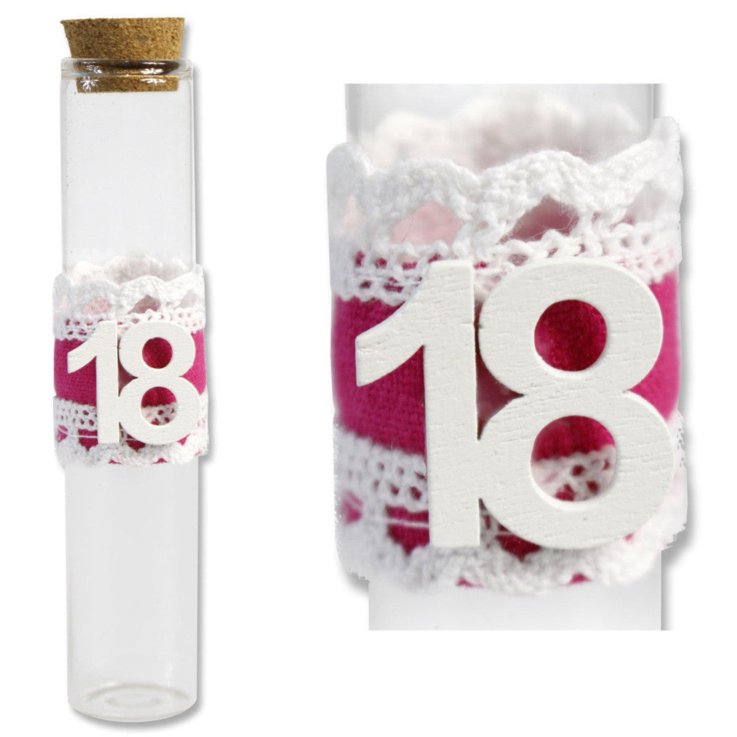 12 puertas Confeti Favores de cristal 18 años Décimo decimoctavo cumpleaños Rosa hembra