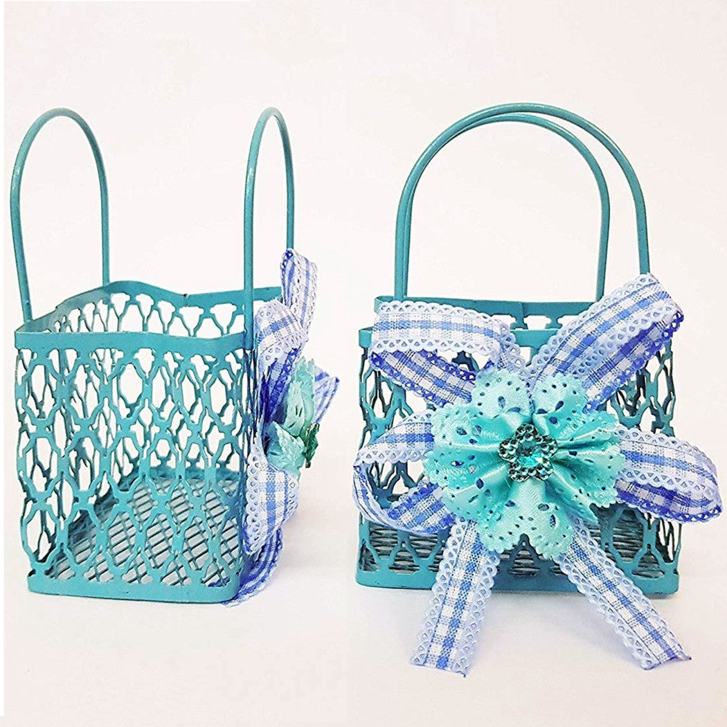 12pcs Favor Favor Shoppers Blue Metal Coupon Cumpleaños Comunión Nacimiento