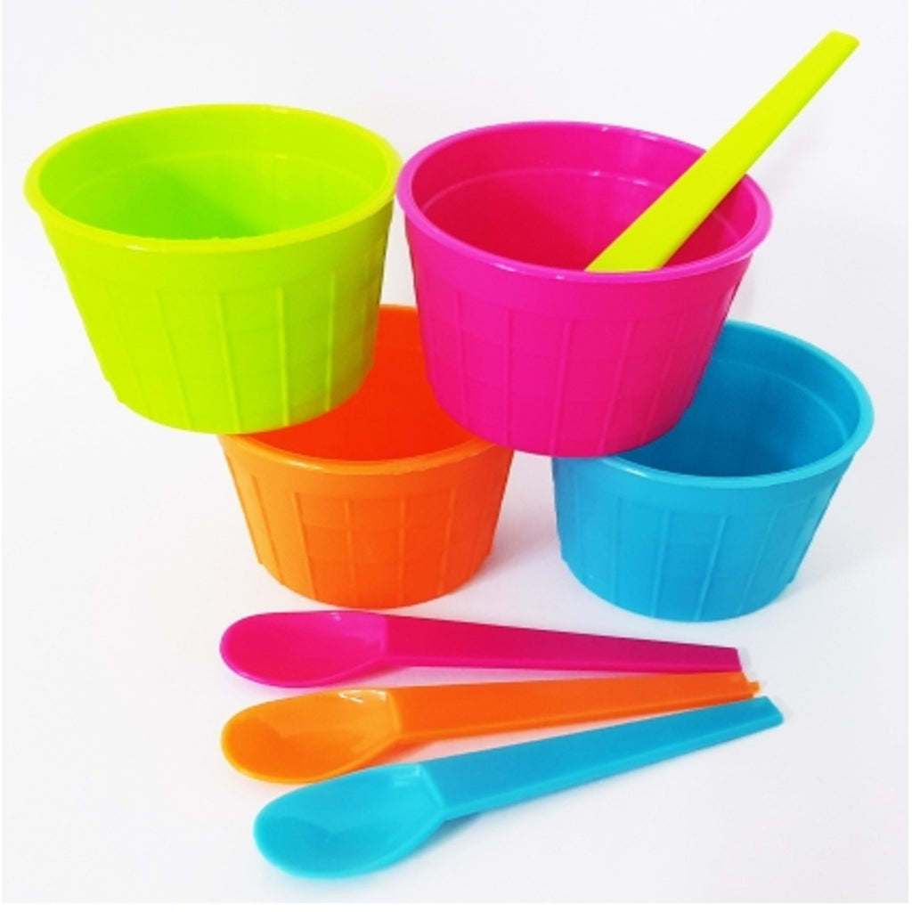 16 tazas de colores delicados con cuchara de fruta ensalada de fruta fruta