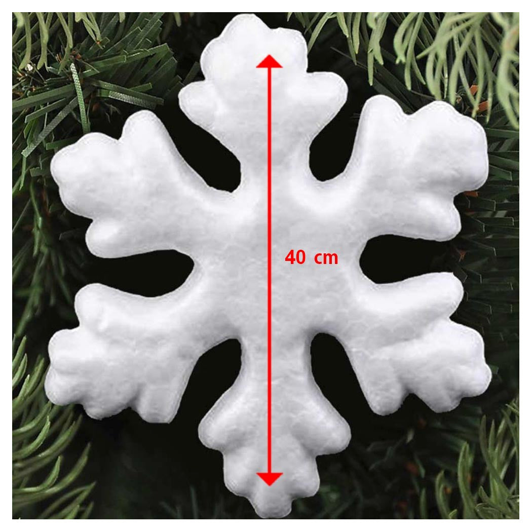 2 perchas de copo de nieve en poliestireno 40 cm de decoración navideña blanca