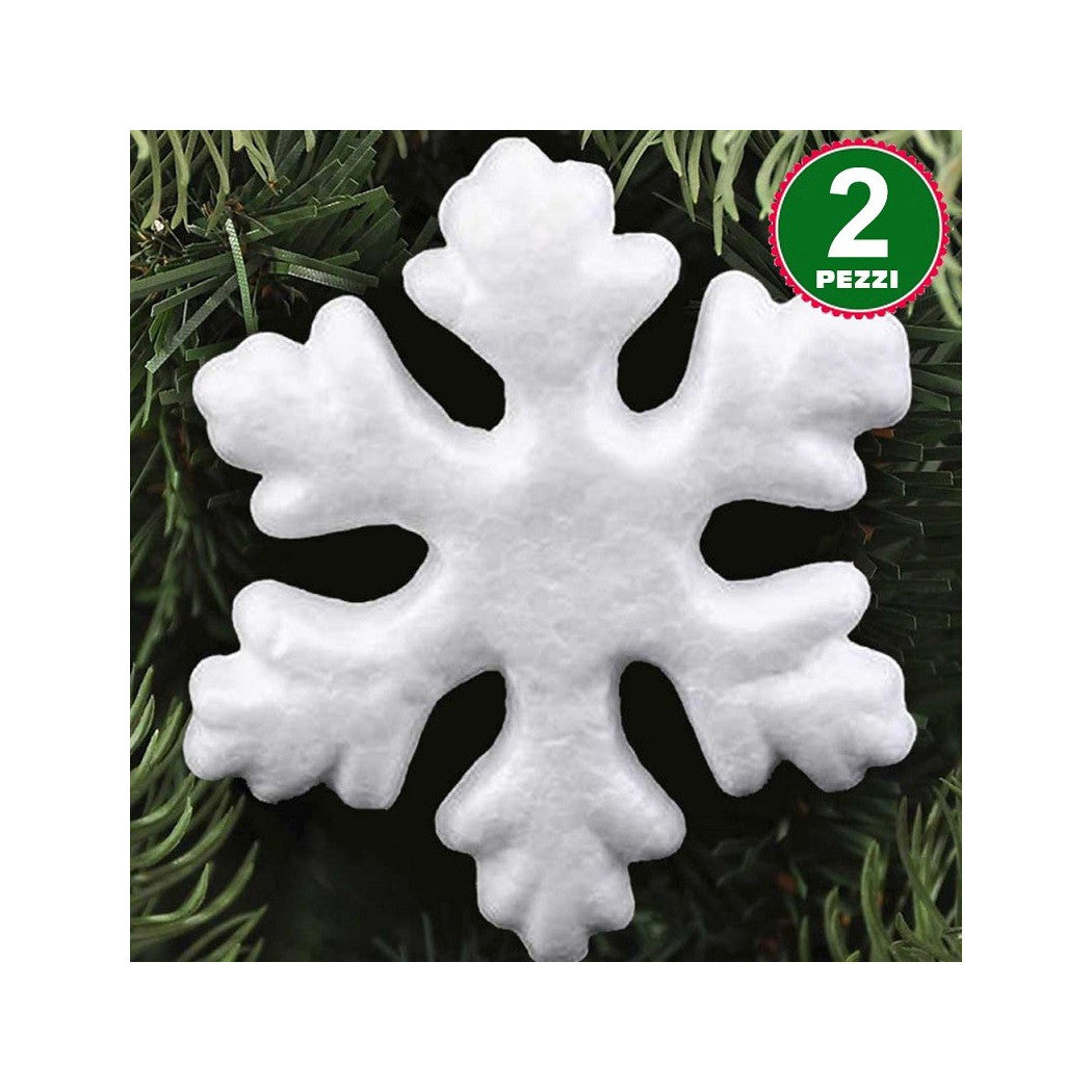 2 perchas de copo de nieve en poliestireno 40 cm de decoración navideña blanca