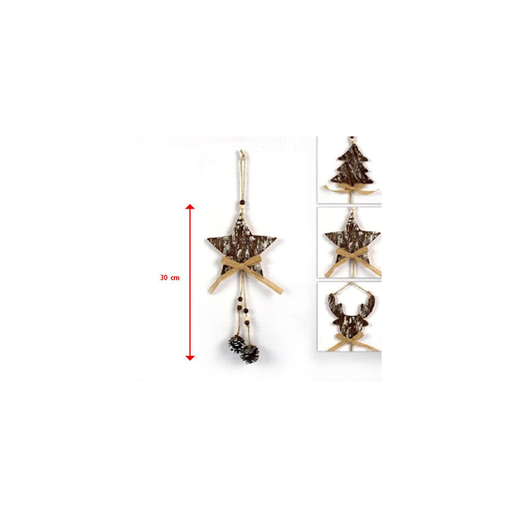 3 Perchas de Navidad Corteza de madera con conos de pino estrella estrella Alce de árbol