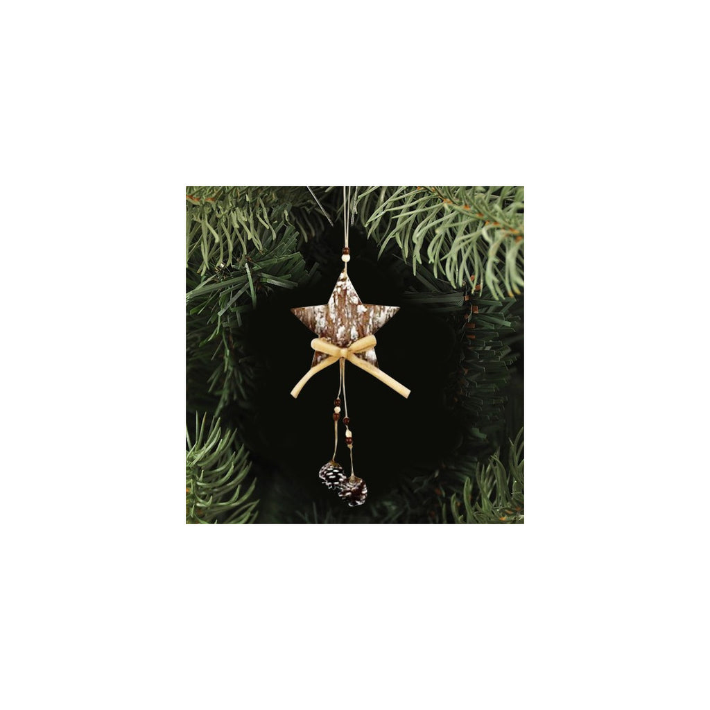 3 Perchas de Navidad Corteza de madera con conos de pino estrella estrella Alce de árbol