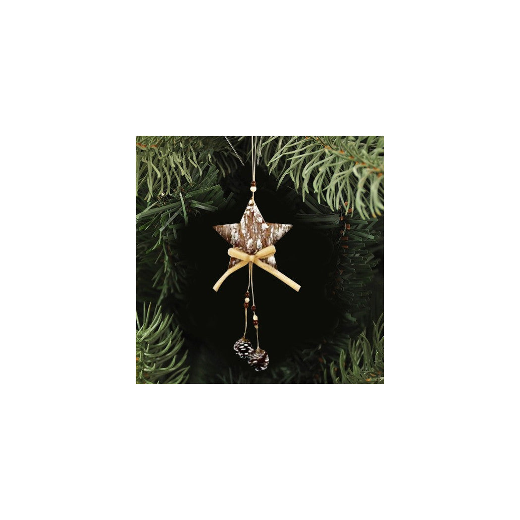 3 Perchas de Navidad Corteza de madera con conos de pino estrella estrella Alce de árbol