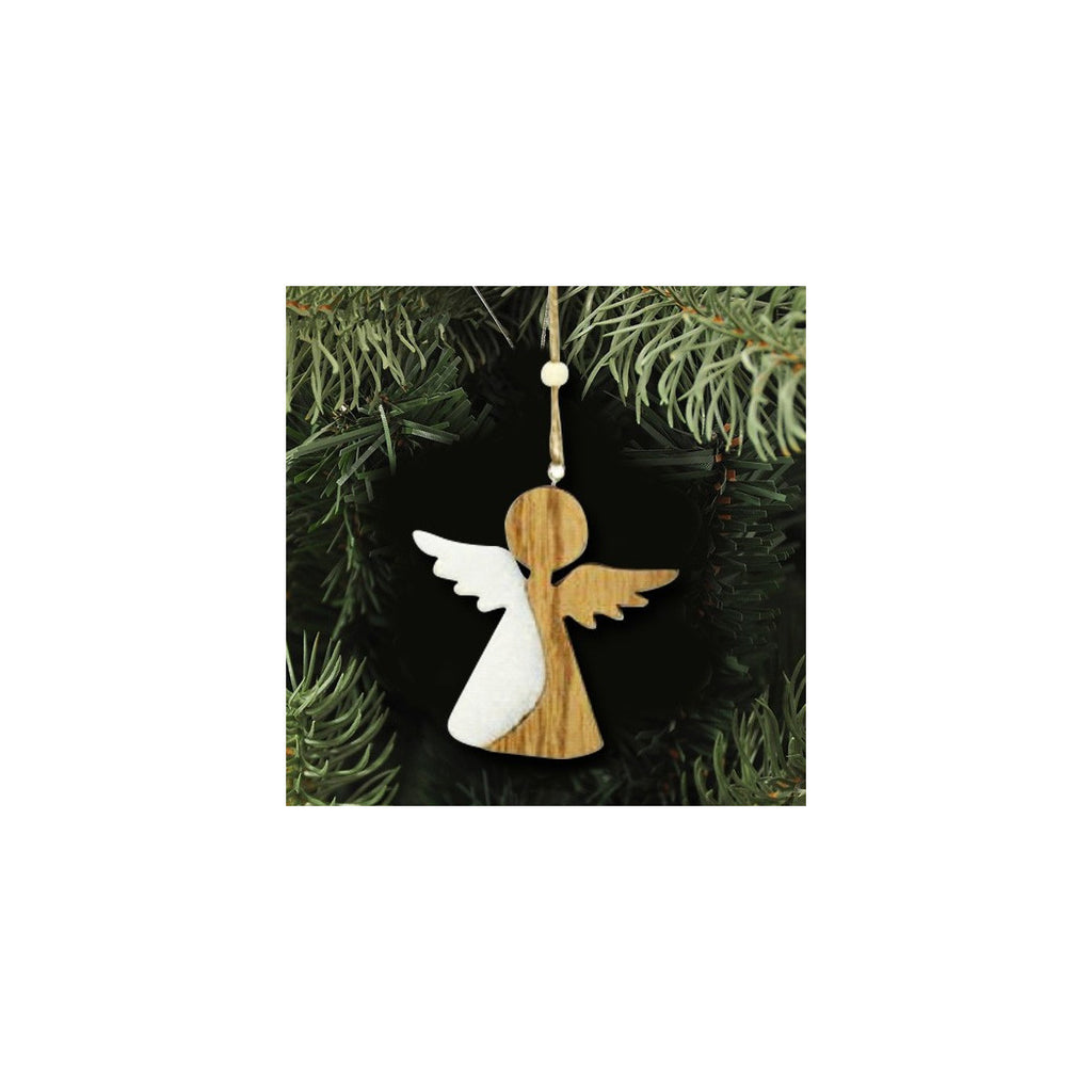 4 Perchas de Navidad Madera de madera Forma de madera Árbol Ángel Corazón 11cm Blanco