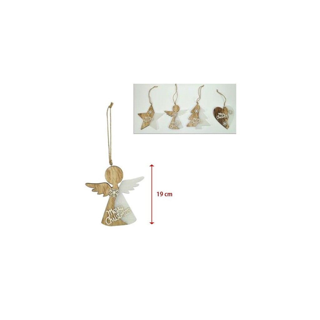 4 Perchas de Navidad Madera de madera Forma de madera Árbol Ángel corazón con feliz Navidad escrita