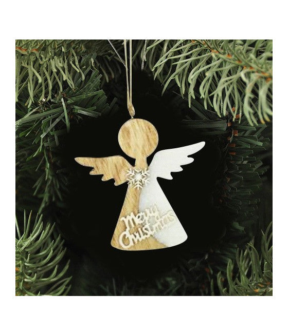 4 Perchas de Navidad Madera de madera Forma de madera Árbol Ángel corazón con feliz Navidad escrita