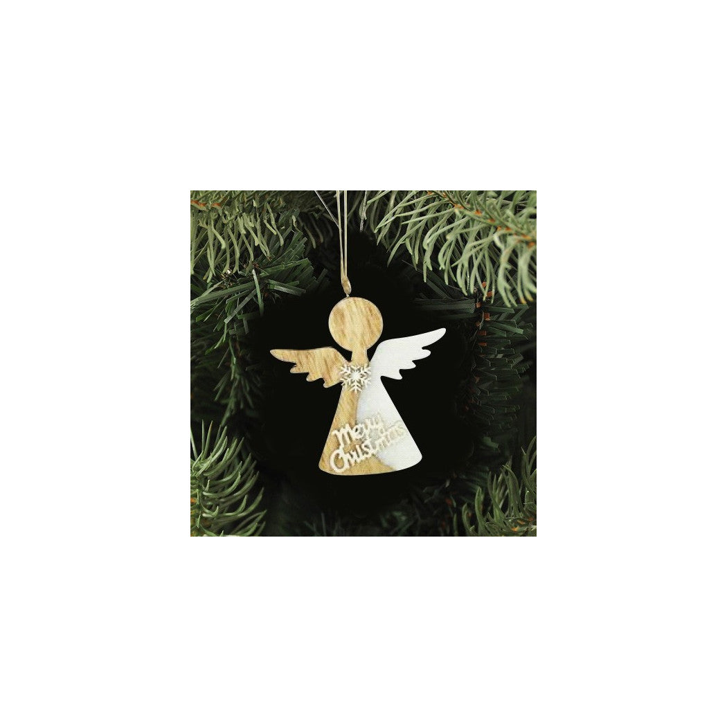 4 Perchas de Navidad Madera de madera Forma de madera Árbol Ángel corazón con feliz Navidad escrita