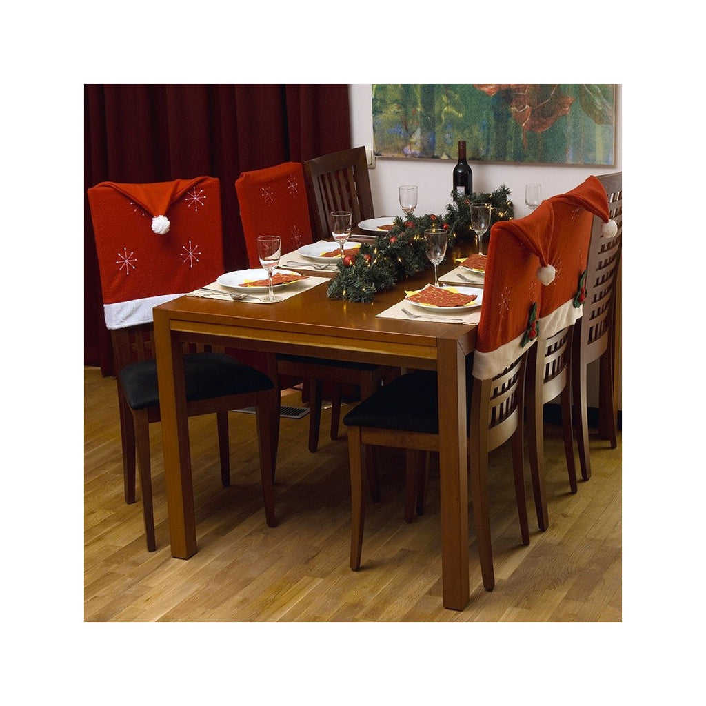 4 x Cubiertas de asiento de Navidad Cubierta Sillas Decoración Cena de Navidad Navidad