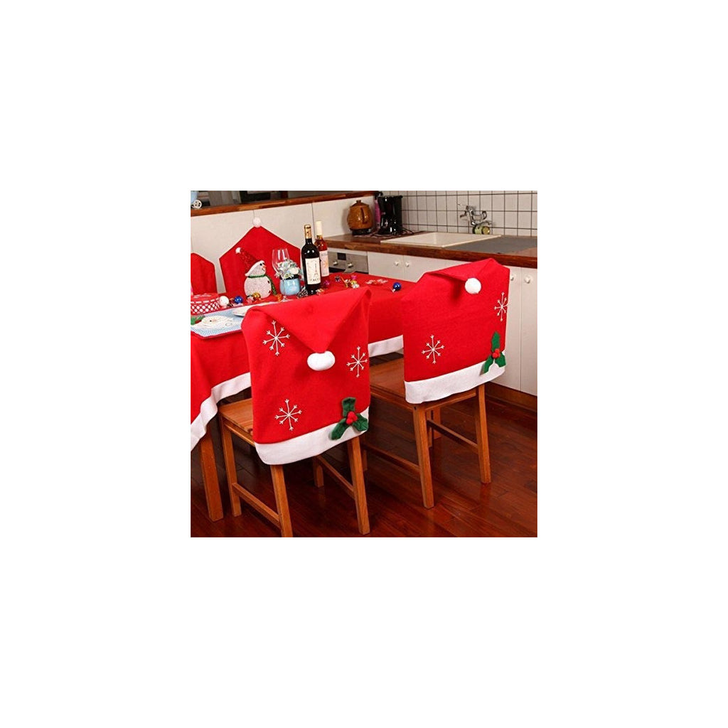 4 x Cubiertas de asiento de Navidad Cubierta Sillas Decoración Cena de Navidad Navidad