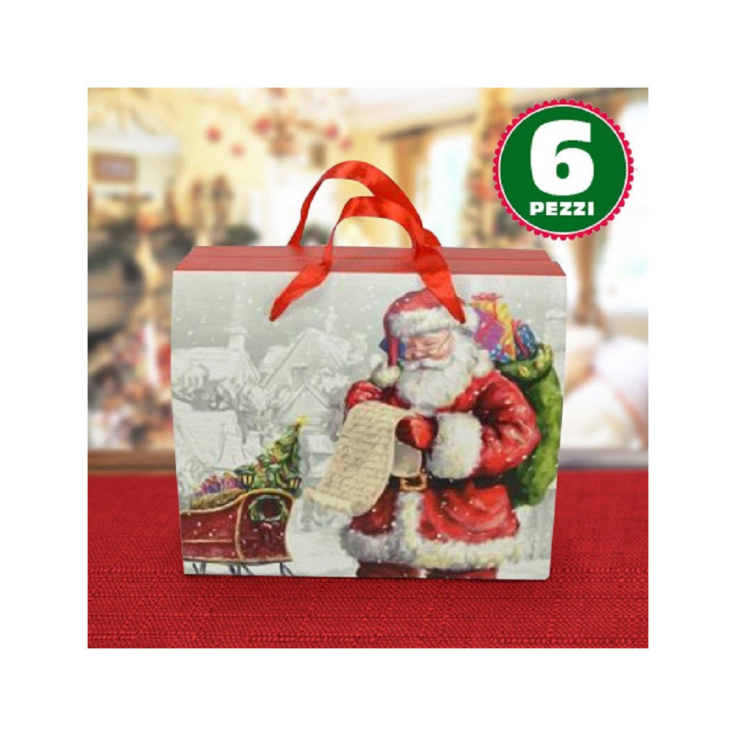 6 cajas de regalo Imprimir Santa Claus Asas rojas clásicas 23 x 12.5 x 27.5cm