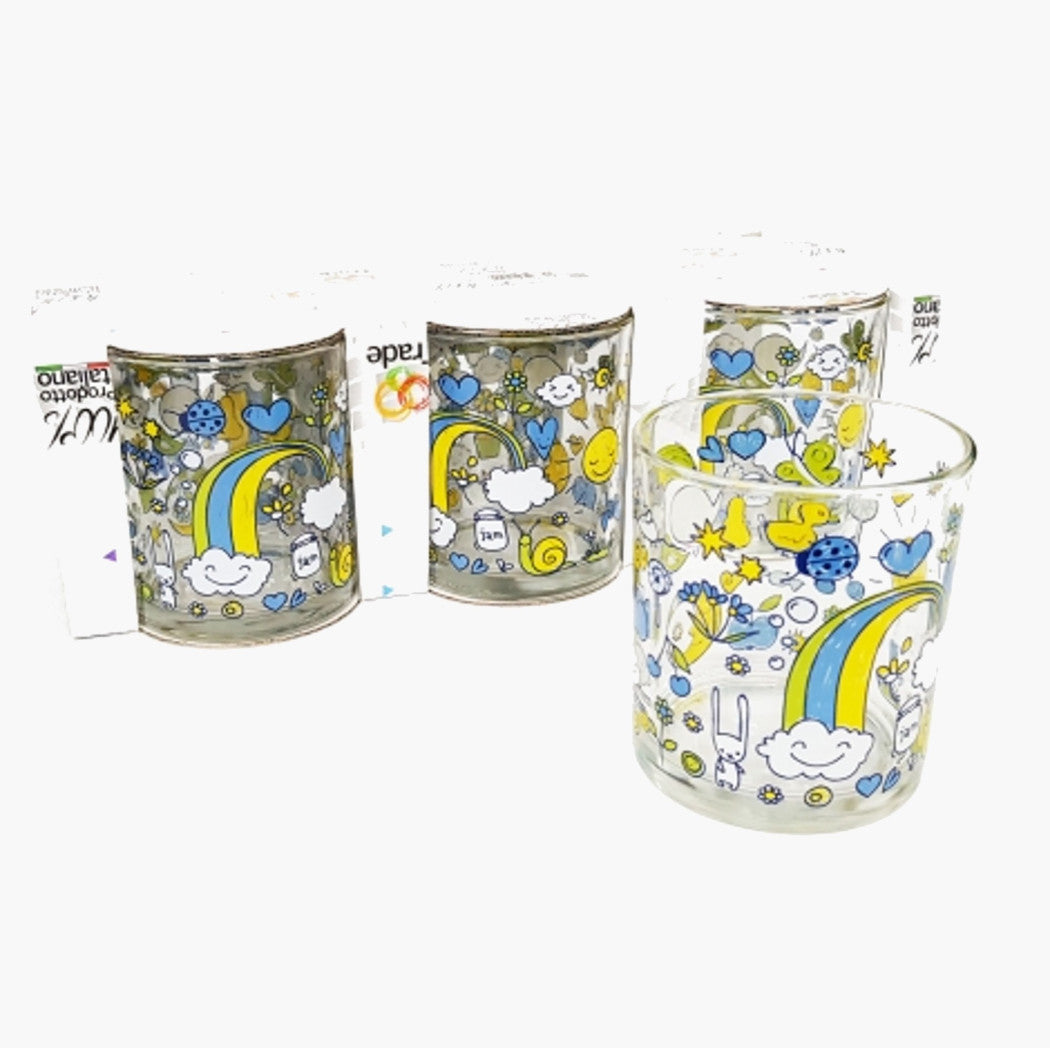 6 gafas coloridas Sun Moon Rainbow en las tiras de la mesa de cristal Hecho Italia