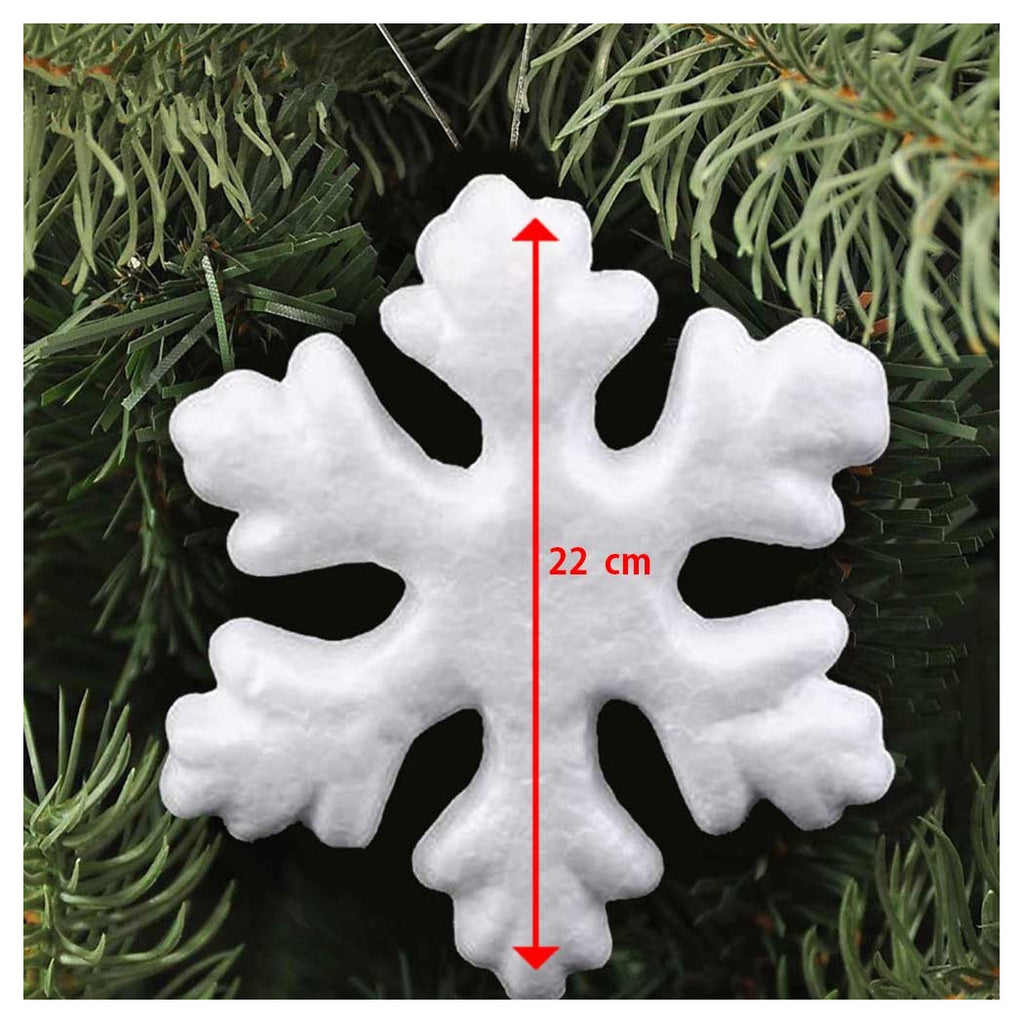 6 Perchas de nieve copos de nieve en poliestireno 22 cm Decoraciones navideñas blancas