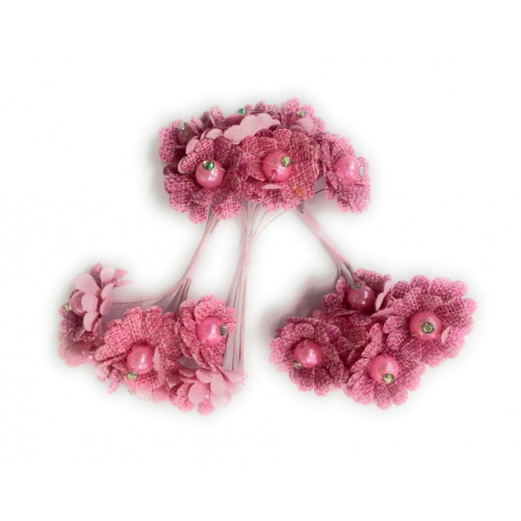 72 Flores artificiales Pink Britter Tela Falso Presupuesto Placa de posición Boda