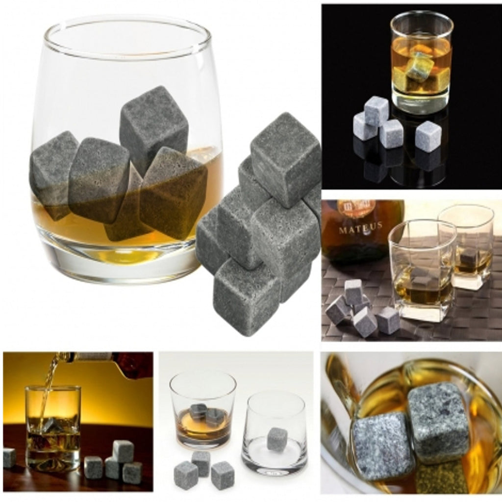 9 Cubos de piedra oleare naturales grises para el whisky hielo refrigerante