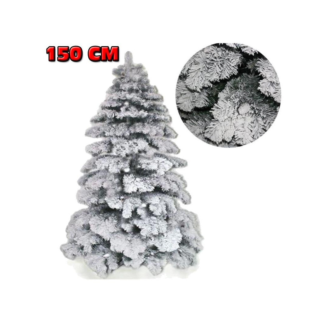 Árbol de navidad 150 cm abeto nieve con efecto de efecto nevado Base blanca