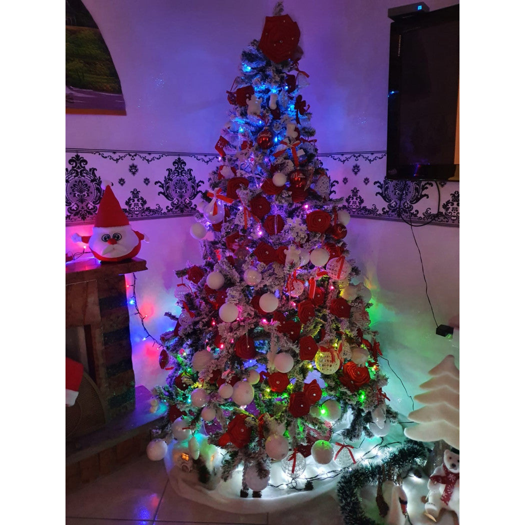 Árbol de navidad 210 cm nieve de abeto con efecto transversal cubierto de nieve