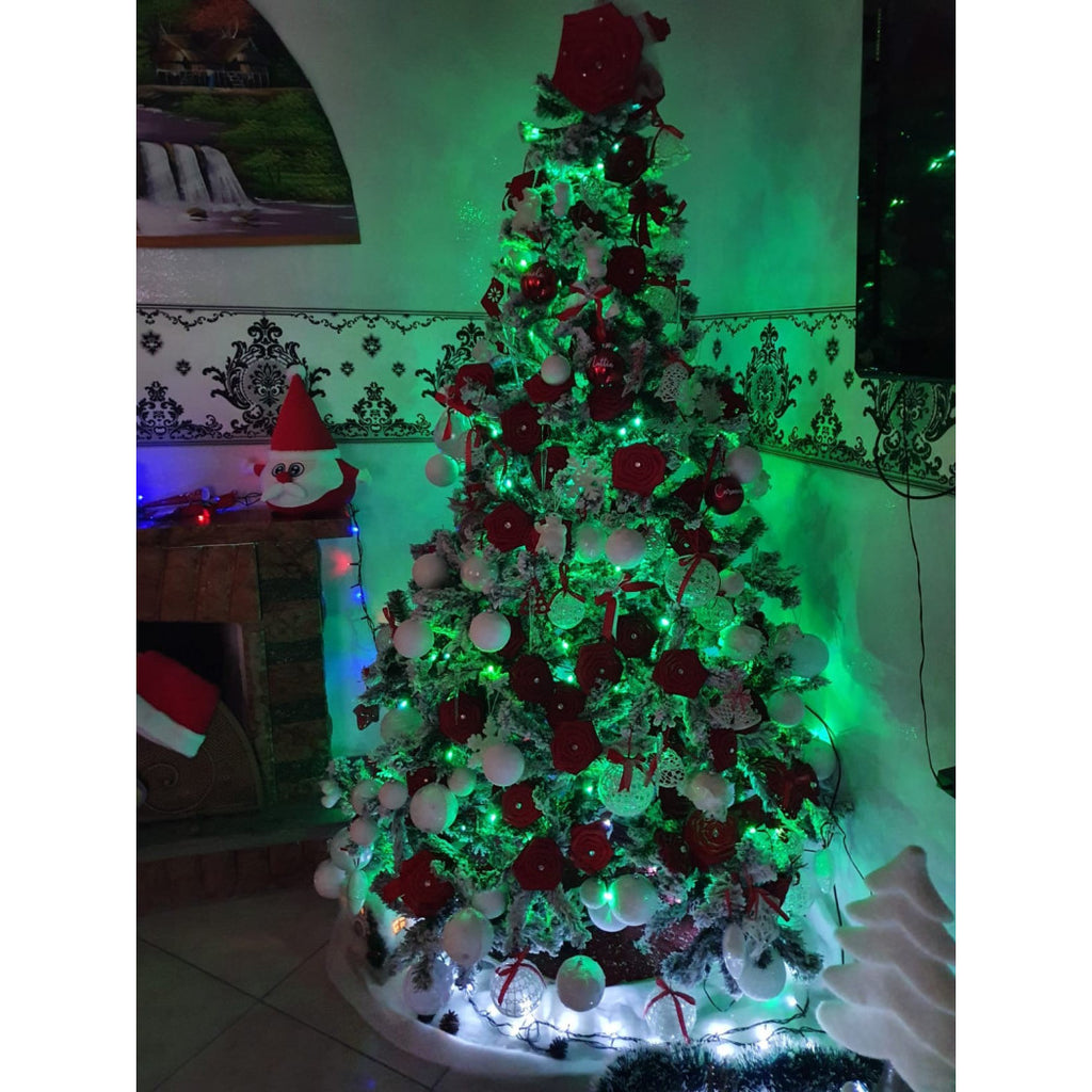 Árbol de navidad 210 cm nieve de abeto con efecto transversal cubierto de nieve