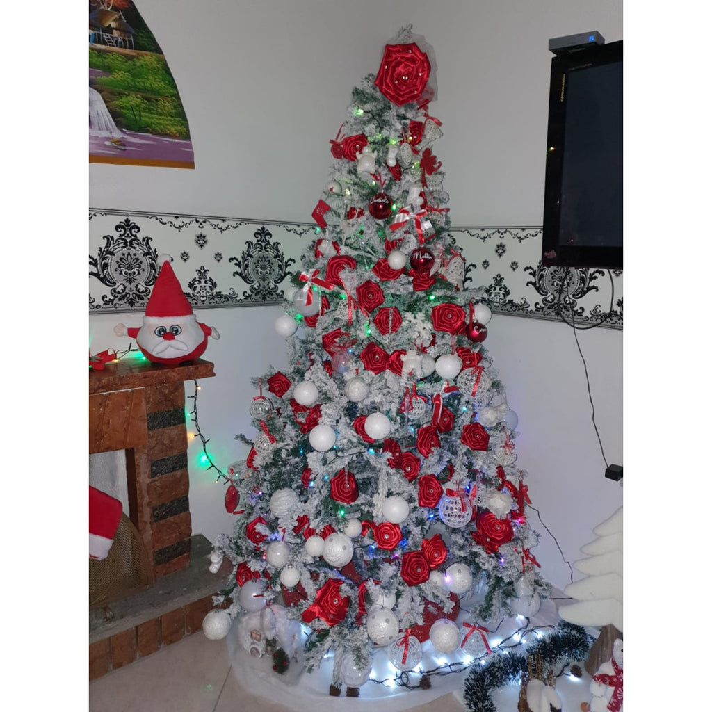 Árbol de navidad 210 cm nieve de abeto con efecto transversal cubierto de nieve