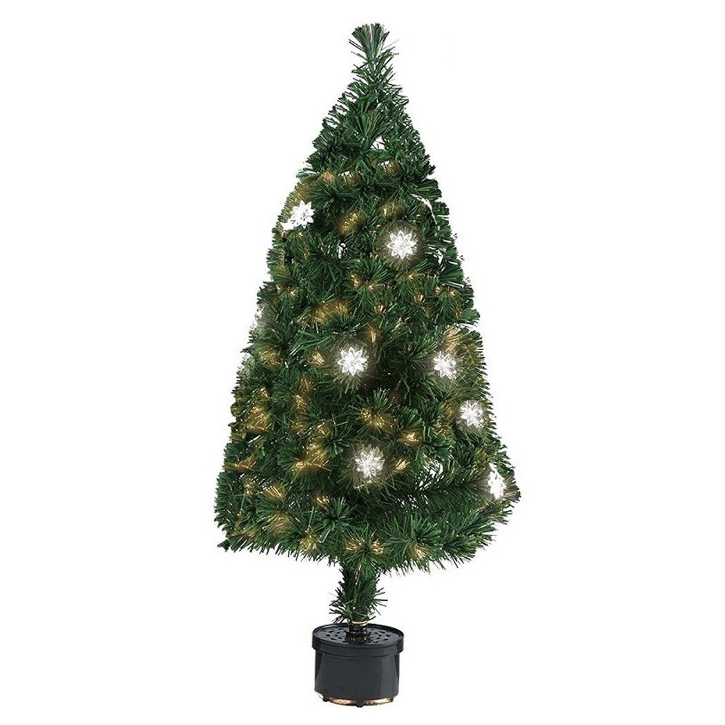 Árbol de navidad Fibra óptica Flor 120 cm 140 consejos con 18 flores de color verde