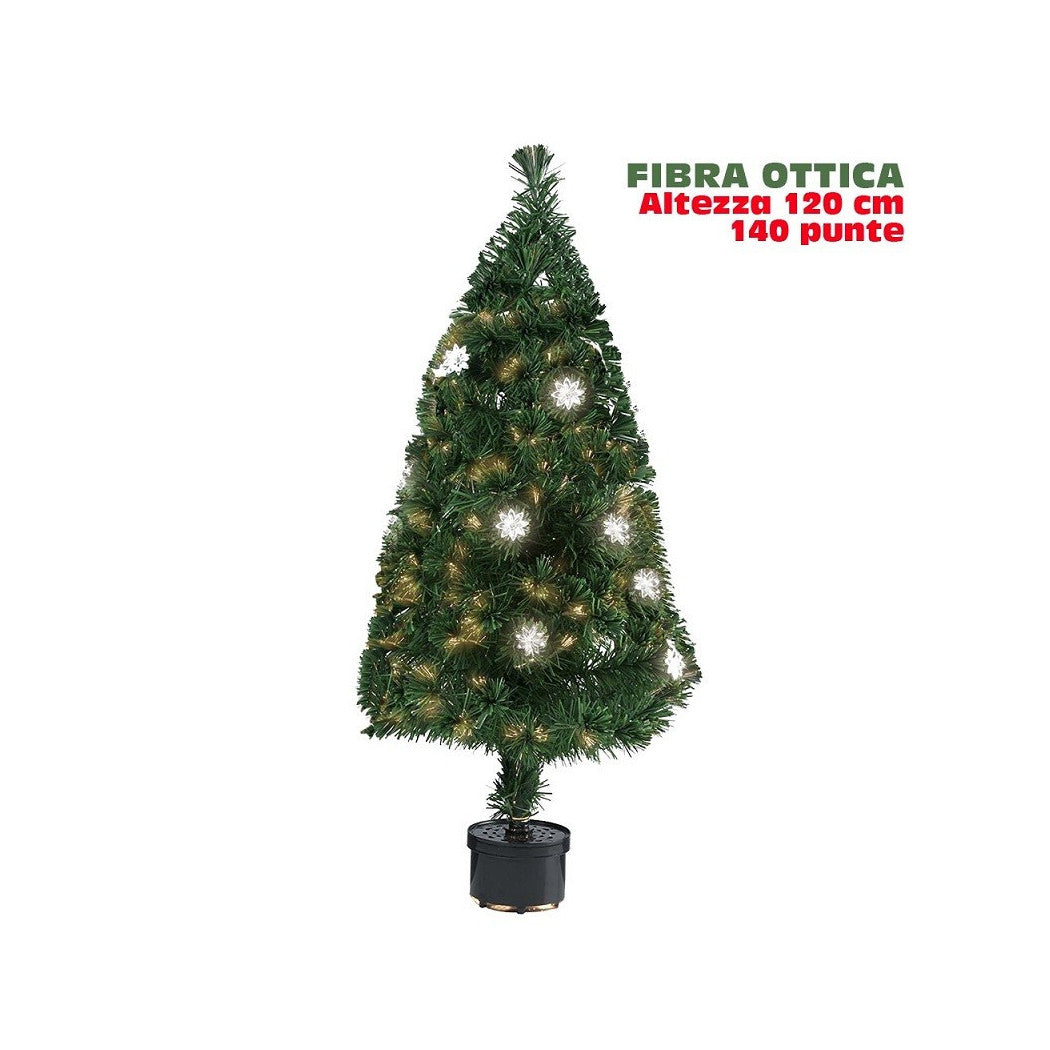 Árbol de navidad Fibra óptica Flor 120 cm 140 consejos con 18 flores de color verde