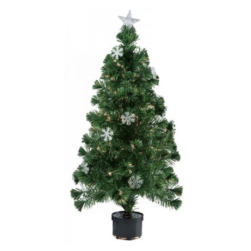 Árbol de navidad Fibra Óptica Snow 60 cm 60 Consejos 9 Copos de nieve Verde