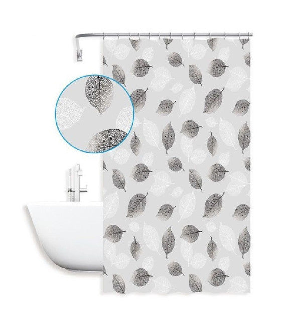 Cortina de ducha anticombada para baño de 180x200 cm con 12 ganchos para barra de barra