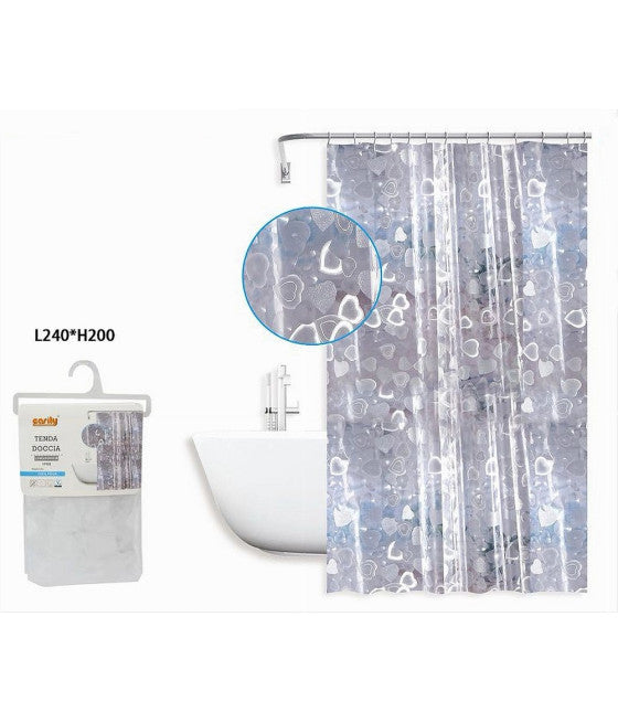 Cortina de ducha anticombada para baño de 180x200 cm con 12 ganchos para barra de barra