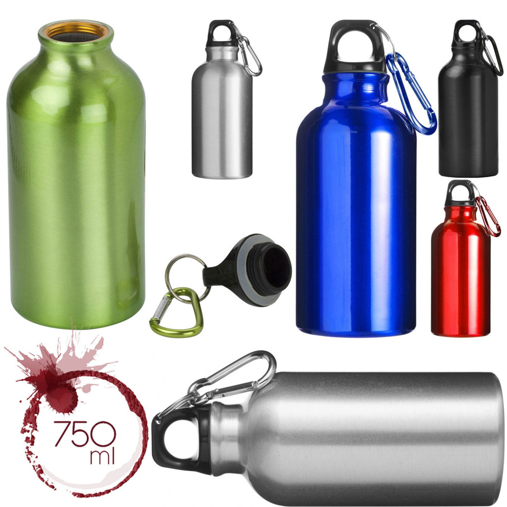 Botella de aluminio de 750 ml Botella de deporte Trabajos de trabajo escolares con mosquetón