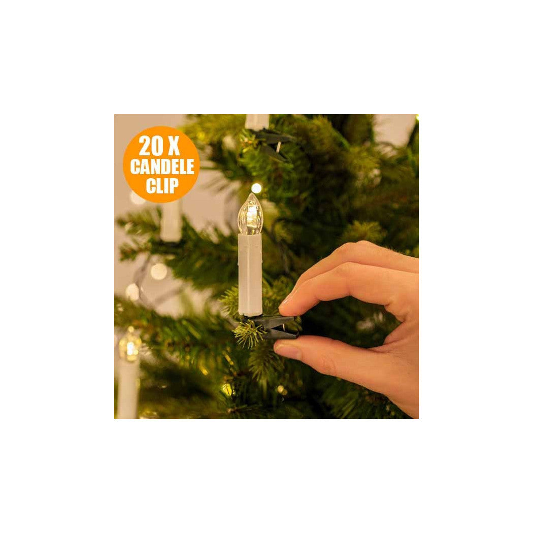 Cadena brillante 20 clip chispas de clip 4,9 Mt para árbol de Navidad 220V blanco cálido