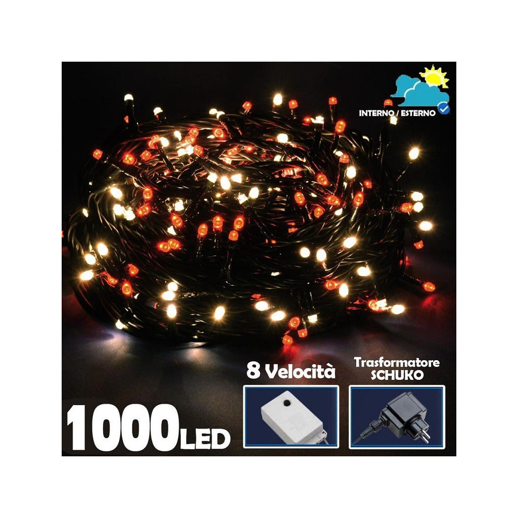 Cadena de luz 1000 LED luces de Navidad Árbol de Navidad blanco blanco rojo exterior