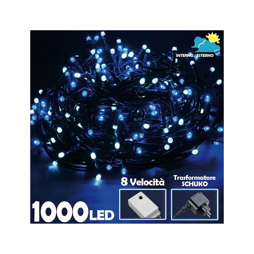 Cadena luminosa 1000 luces LED Árbol Navidad Firflies Blanco Frío Azul al aire libre
