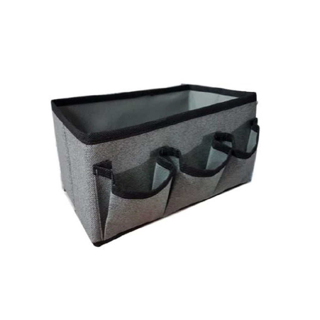 Caja de contenedor de tela 25x15x12cm con 3 bolsillos de almacenamiento Organizador