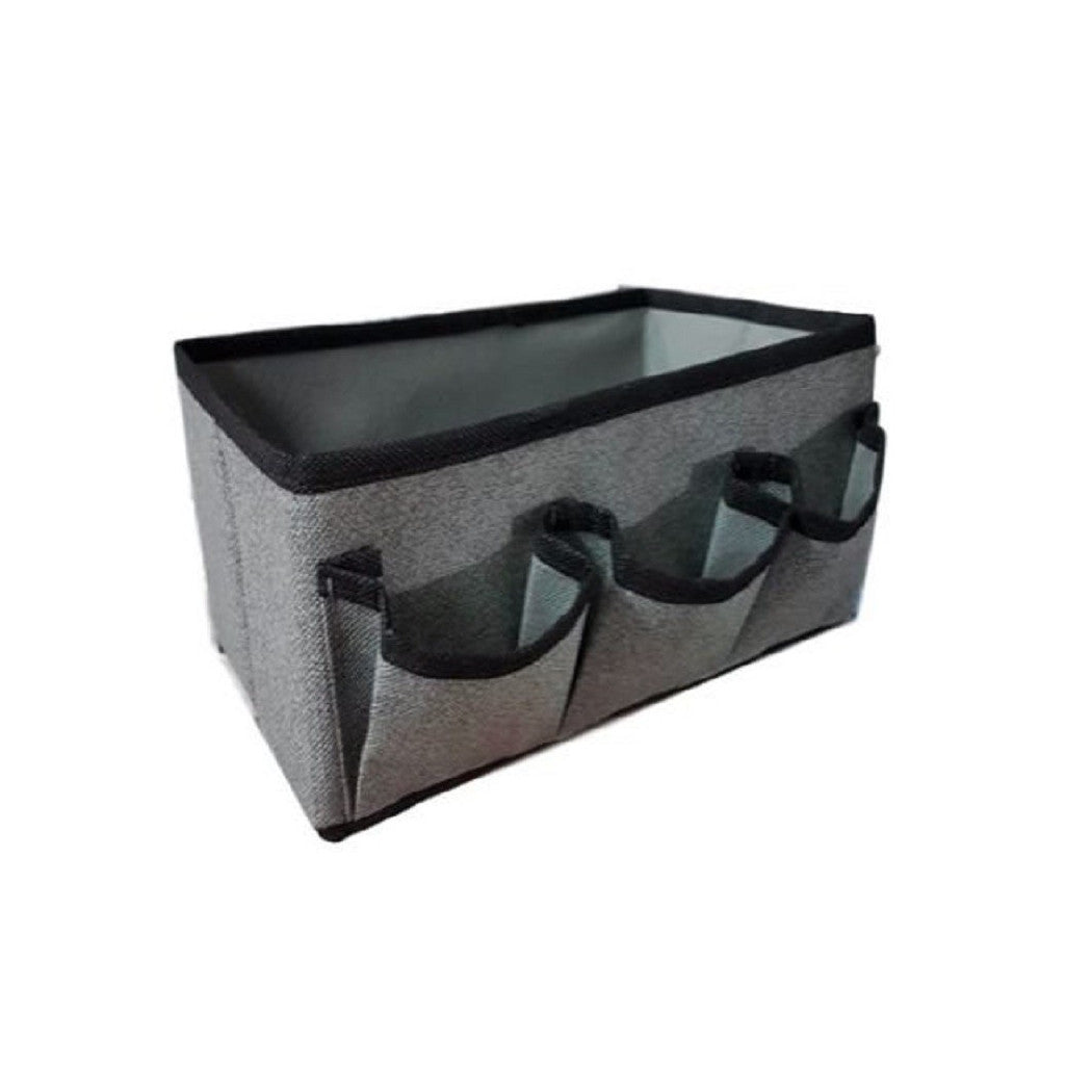 Caja de contenedor de tela 25x15x12cm con 3 bolsillos de almacenamiento Organizador