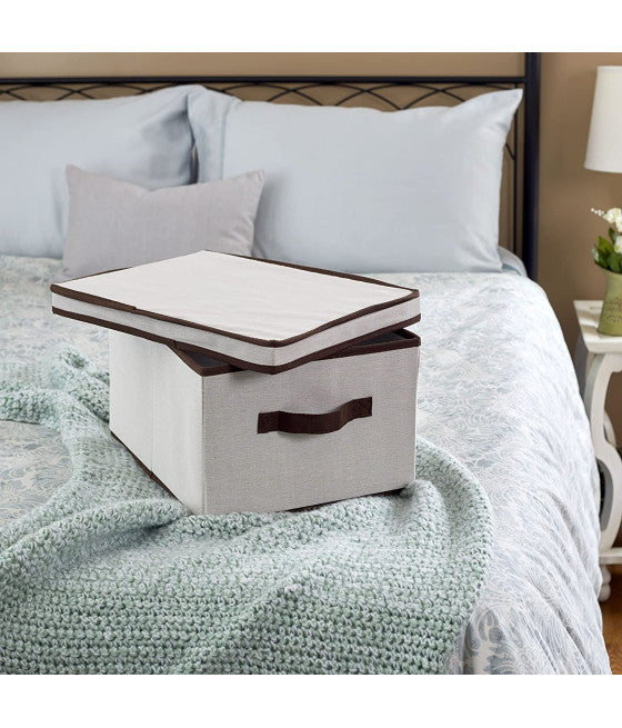 Caja de caja 32x24x12 cm 6 Objetos de lino Subfondos Guardar contenedor