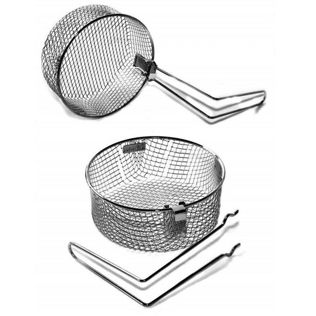 Canasta de acero 18 cm de bandeja redonda para freidora con mango de freír