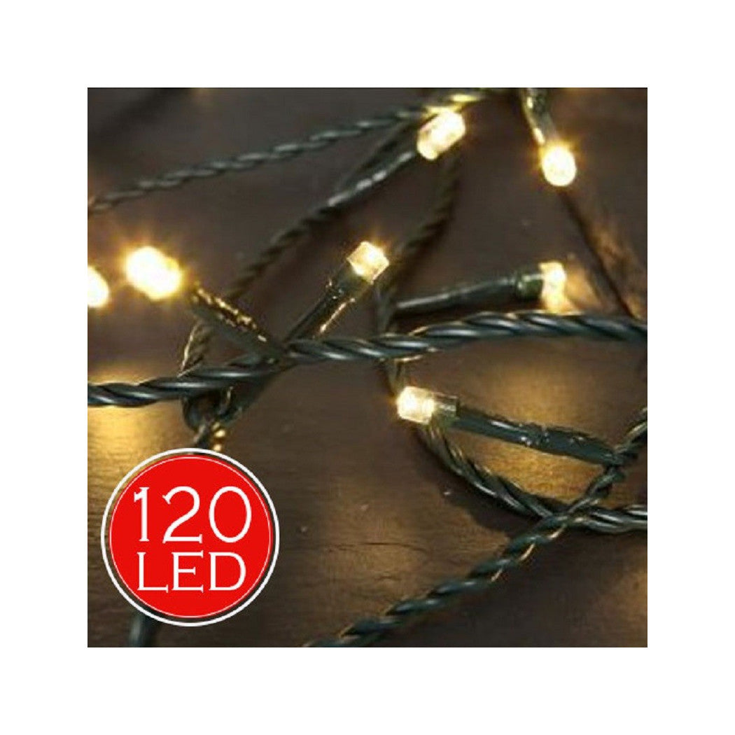 CATENA LUMINOSA 14,5MT LUCI NATALE 120 LED BIANCO CALDO LUMINAR INTERNING EXTERNA