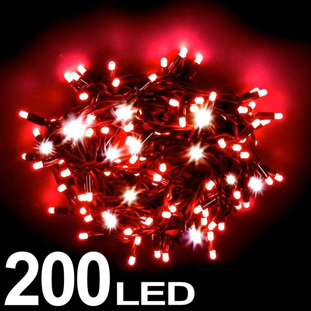CATENA LUMINOSA 200 LUCI LIGHTS LED ROSSO COLOURS CON CONTROLER 8 FUNS