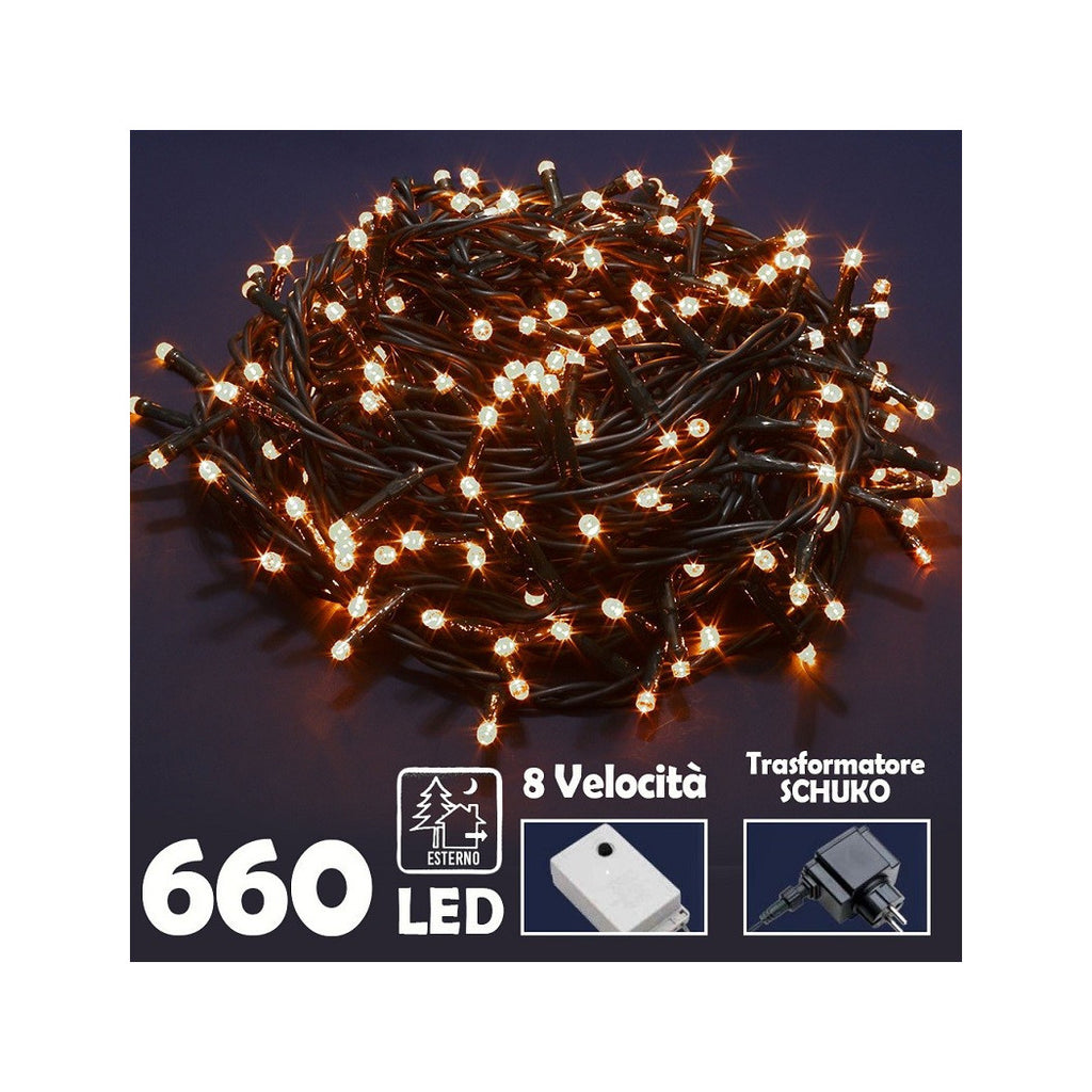CATENA LUMINOSA 660 LUCI LED BLANCO BLANCO BLANCO CALDO CON CONTROL 8 FUNCIONES