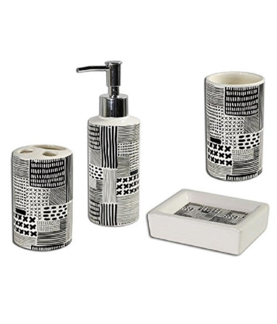 Cerámico negro conjunto de baño dispensador de jabón jabón puerta de gancho de vidrio cepillos de dientes