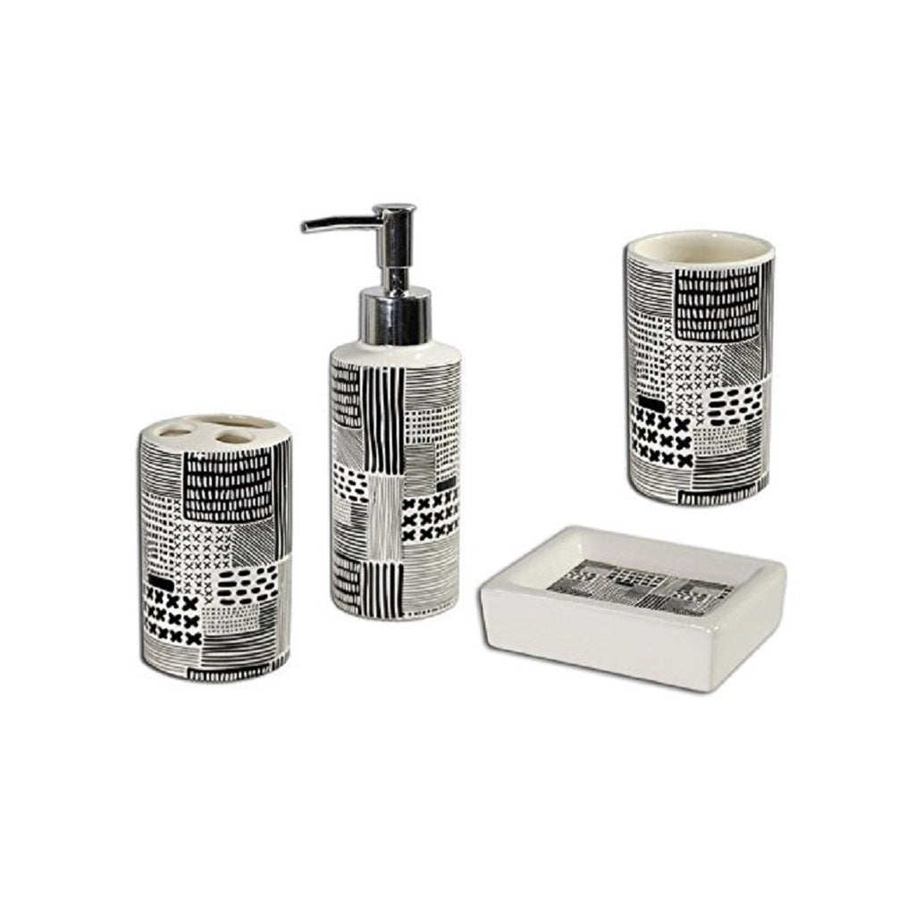 Cerámico negro conjunto de baño dispensador de jabón jabón puerta de gancho de vidrio cepillos de dientes