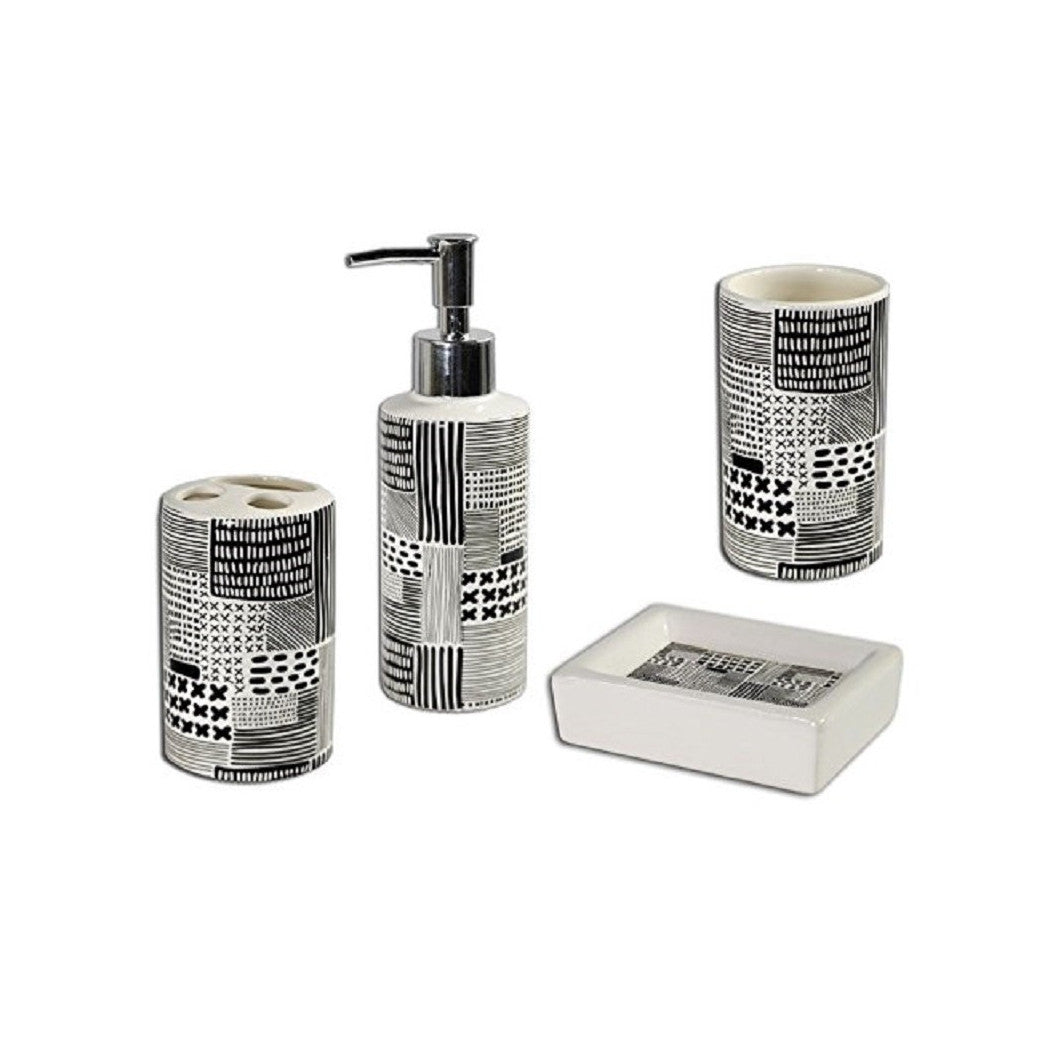 Cerámico negro conjunto de baño dispensador de jabón jabón puerta de gancho de vidrio cepillos de dientes