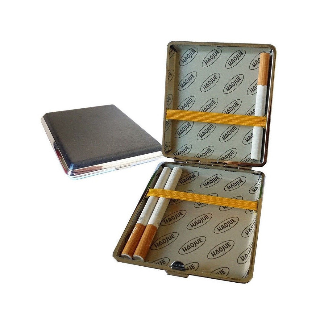 Cigarrillo de cigarrillo de metal y estuche de cuero ecológico, cigarrillos elegantes